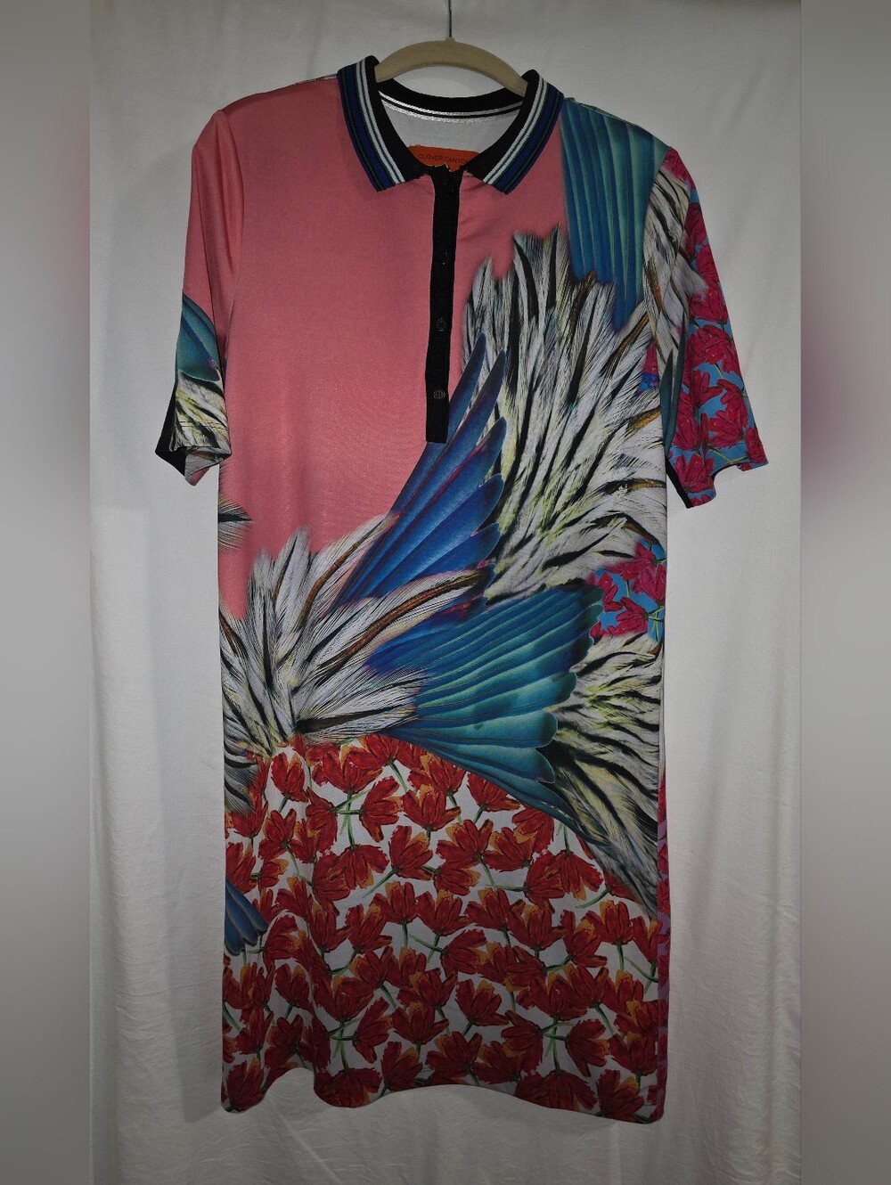 Clover Canyon Statement Print Polo Dress – Small – Art-to-Wear Designer Piece